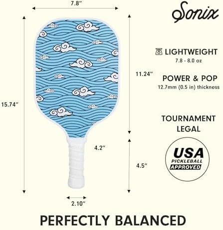 Sonix USAPA Approved Pickleball Paddles Set of 2 for Adults | Fiberglass Surface Pickleball Set with 2 Rackets, 4 Balls,