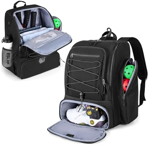 Pickleball Bag for 4 Paddles and Shoe Storage with Fence Hook for Pickleball Lovers | Pickleball Backpack with Shoe Com