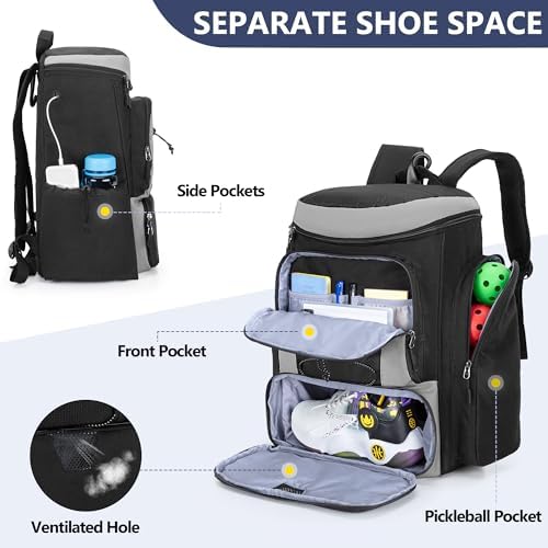 Pickleball Paddle Bag Backpack for 4 Rackets with Fence Hook - Bag Only