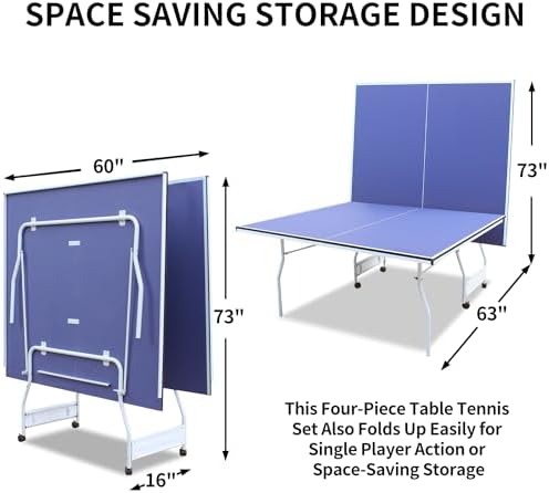 Professional Table Tennis Table, Foldable Ping Pong Game Set for Indoor, 8FT 9FT Single Player Playback Mode