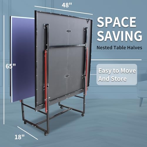 Professional Foldable Table Tennis Table for Indoor Play | 8FT 9FT Single Player Table Tennis Setup with Net and Posts