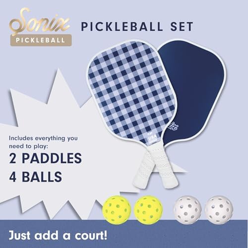 Sonix USAPA Approved Pickleball Paddles Set of 2 for Adults | Fiberglass Surface Pickleball Set with 2 Rackets, 4 Balls,