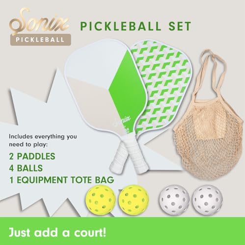 Sonix USAPA Approved Pickleball Paddles Set of 2 for Adults | Fiberglass Surface Pickleball Set with 2 Rackets, 4 Balls,