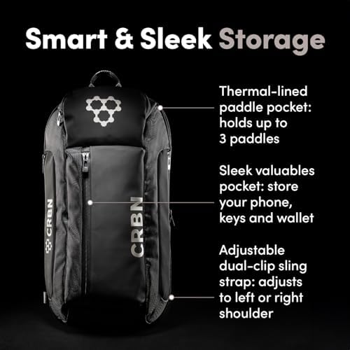 CRBN Pro Team Pickleball Bag for Pickleball Players - Water-Resistant Paddle Bag Holds 3 Paddles & Balls - Ideal for Ser