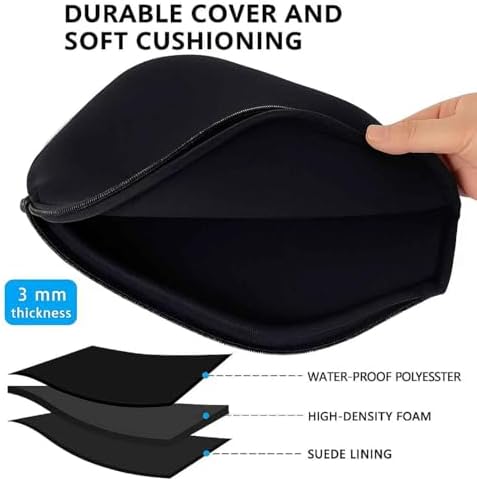 Pickleball Paddle Cover - Zippered Neoprene Protective Sleeves & Mesh Bag (8.6"x1|2"), Fits Most USAPA Standard (Black)