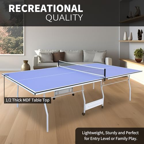 Professional Table Tennis Table, Foldable Ping Pong Game Set for Indoor, 8FT 9FT Single Player Playback Mode
