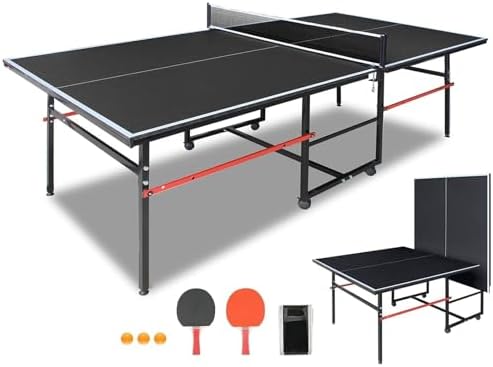 Professional Table Tennis Table, Foldable Ping Pong Game Set for Indoor, 8FT 9FT Single Player Playback Mode