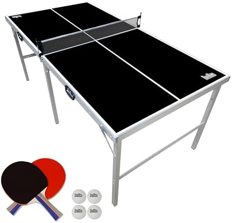 PartyLife 6 ft x 3 ft Ping Pong Table Tennis Table | Mid-Size Portable Folding Indoor Outdoor | Kids & Adults | Game Roo