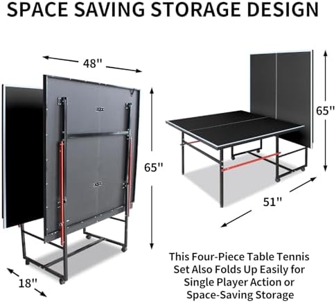 Professional Table Tennis Table, Foldable Ping Pong Game Set for Indoor, 8FT 9FT Single Player Playback Mode