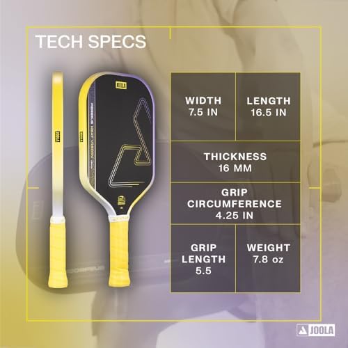 JOOLA Vision Textured Carbon Grip Pickleball Paddle for Maximum Spin and Control - Polypropylene Honeycomb Core 16mm JOO