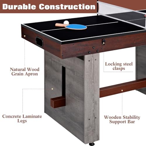 4-in-1 Combo Game Table - Multi-Game Table with Foosball, Electric Air Hockey (Powerful 700mA Motor), Ping Pong & Poker