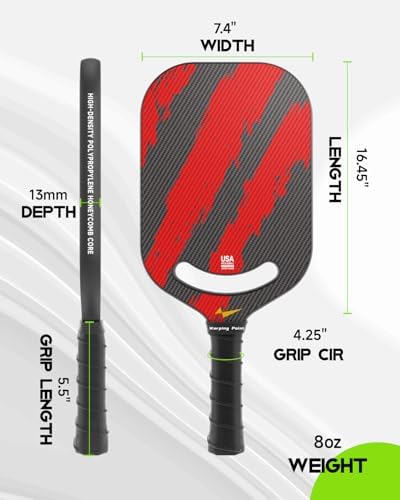 Warping Point Ascent Carbon Fiber Pickleball Paddles for Swing Speed and Maneuverability Players | Warping Point Ascent
