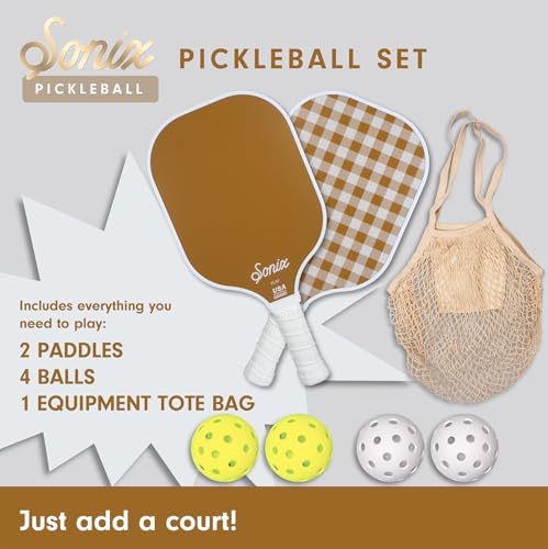Sonix USAPA Approved Pickleball Paddles Set of 2 for Adults | Fiberglass Surface Pickleball Set with 2 Rackets, 4 Balls,