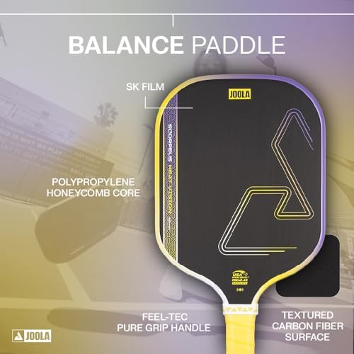 JOOLA Vision Textured Carbon Grip Pickleball Paddle for Maximum Spin and Control - Polypropylene Honeycomb Core 16mm JOO