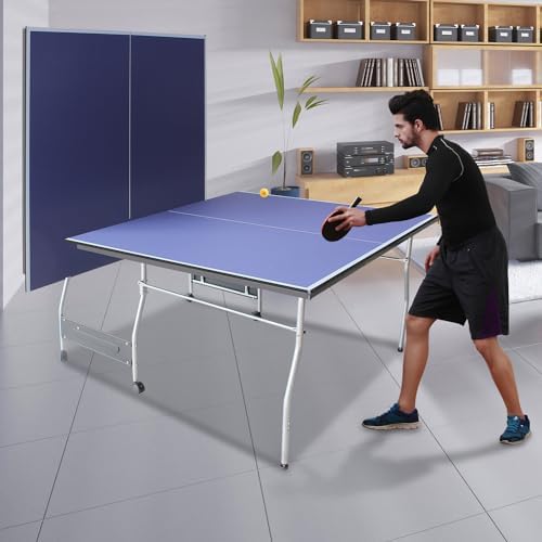 Professional Foldable Table Tennis Table for Indoor Play | 8FT 9FT Single Player Table Tennis Setup with Net and Posts