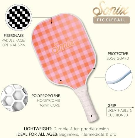 Sonix USAPA Approved Pickleball Paddles Set of 2 for Adults | Fiberglass Surface Pickleball Set with 2 Rackets, 4 Balls,