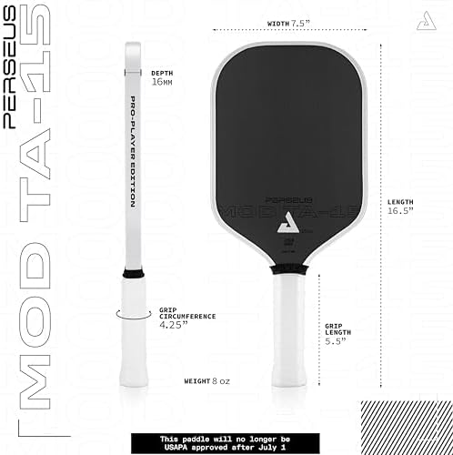 JOOLA Perseus MOD TA 15 Pro Player Edition Pickleball Paddle - More Power & Spin - Carbon Fiber Pickleball Paddle - Gen
