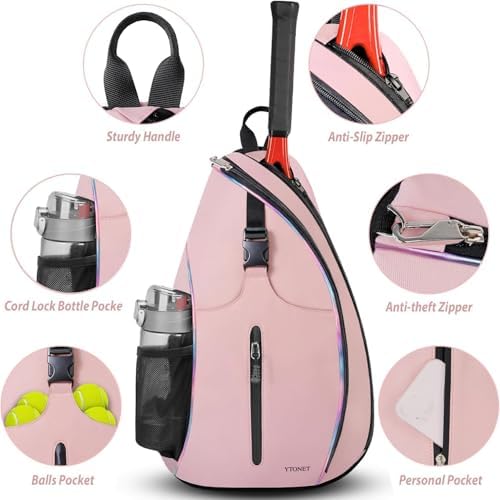Ytonet Water Resistant Tennis Sling Backpack Crossbody for Men Women | Ytonet Men Women Pickleball Badminton Rackets Co