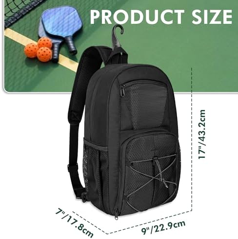 Pickleball Sling Bag for 4 Paddles, Pickleball Crossbody Backpack with Multiple Pockets and Hanging Fence Hook for Men a