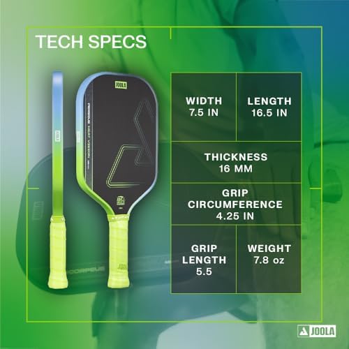 JOOLA Vision Textured Carbon Grip Pickleball Paddle for Maximum Spin and Control - Polypropylene Honeycomb Core 16mm JOO