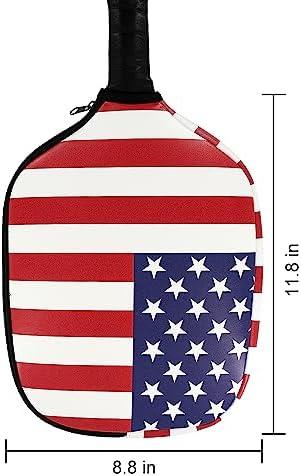 Pickleball Paddle Cover 11.8" L x 9" W American Flag Eagle PatternPU Leather Perfect for Pickleball Players Protection_f
