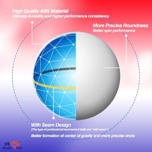 DOUBLE FISH High Performance 3-Star Table Tennis Balls - White 40+ ABS - Ultimate Durability for 2024 Games - 6 Pack D