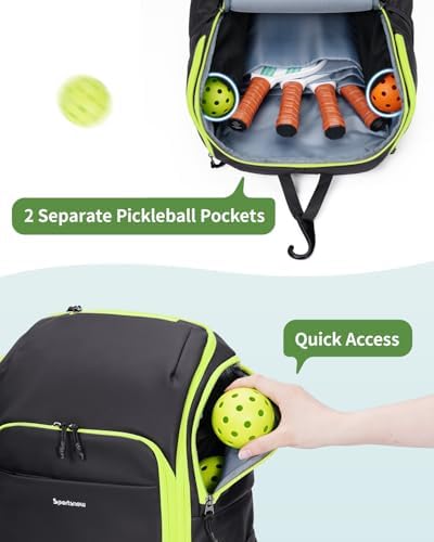 Pickleball Bag Sports Pickleball Backpack with Shoe Compartment Large Men Women Patent Pending