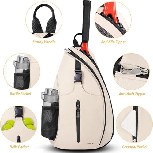 Ytonet Water Resistant Tennis Sling Backpack Crossbody for Men Women | Ytonet Men Women Pickleball Badminton Rackets Co
