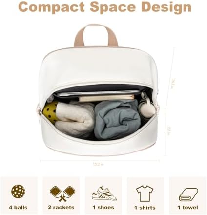 Quilted Pickleball Backpack Women Men Fits 2 to 4 Paddles WaterproofPocket Shoe Compartment