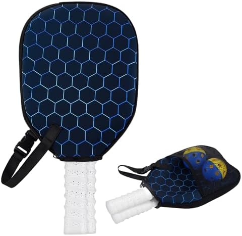 Pickleball Racket Paddle Cover Neoprene Sleeve with Mesh Pocket Portable Lanyard Gifts Pickleball Racket Paddle Cover fo