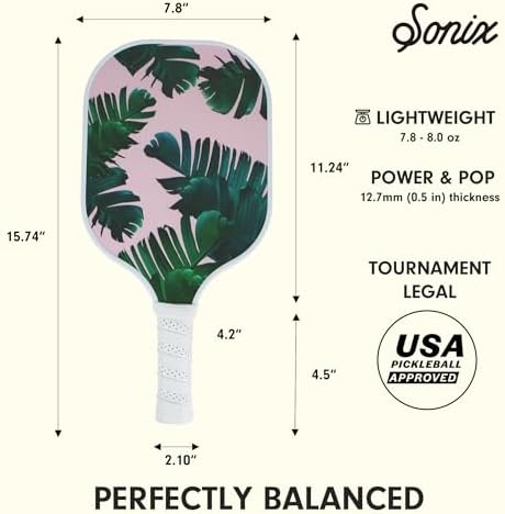 Sonix USAPA Approved Pickleball Paddles Set of 2 for Adults | Fiberglass Surface Pickleball Set with 2 Rackets, 4 Balls,