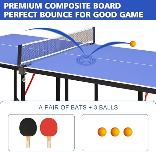 Table Tennis Table Foldable MDF Multi-Use, |5FT/6FT/9FT for Kid Teenager Adult