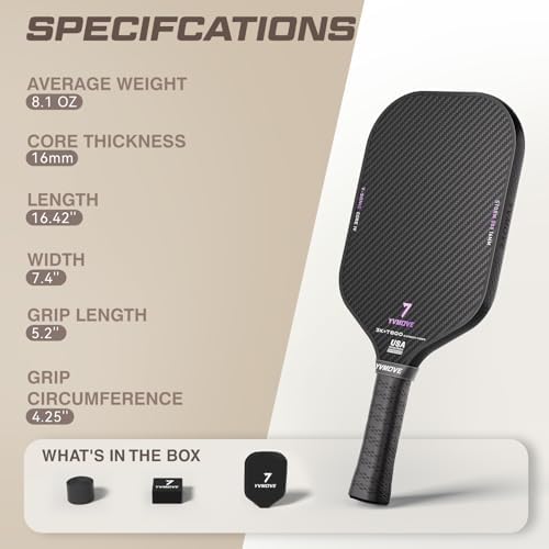 Pickleball Paddle T700 Raw Carbon Fiber Surface 16mm STR-Core Power Polymer Core Premium Pickle Ball Racket USAPA Approv