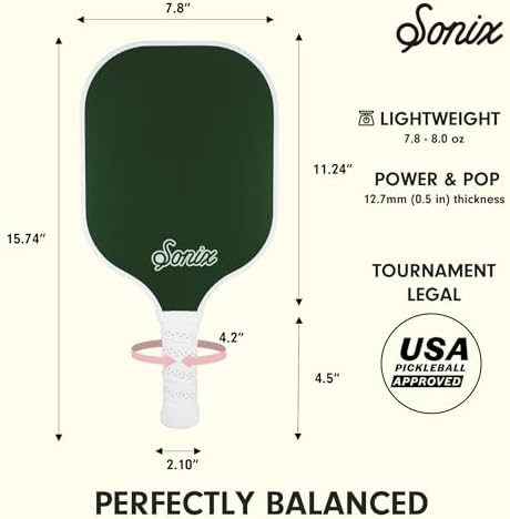 Sonix USAPA Approved Pickleball Paddles Set of 2 for Adults | Fiberglass Surface Pickleball Set with 2 Rackets, 4 Balls,
