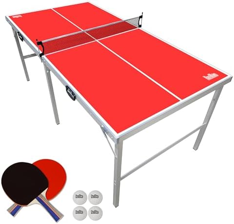 PartyLife 6 ft x 3 ft Portable Indoor Outdoor Ping Pong Table | Kids & Adults | Game Room | Not Full Size | With Optiona