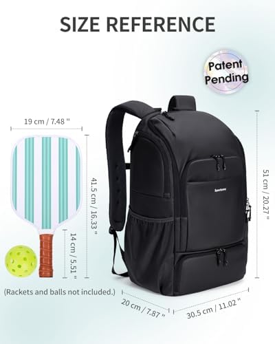 Pickleball Bag Sports Pickleball Backpack with Shoe Compartment Large Men Women Patent Pending