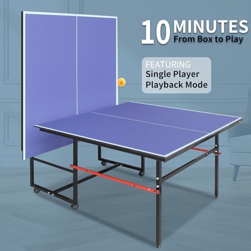 Professional Table Tennis Table, Foldable Ping Pong Game Set for Indoor, 8FT 9FT Single Player Playback Mode