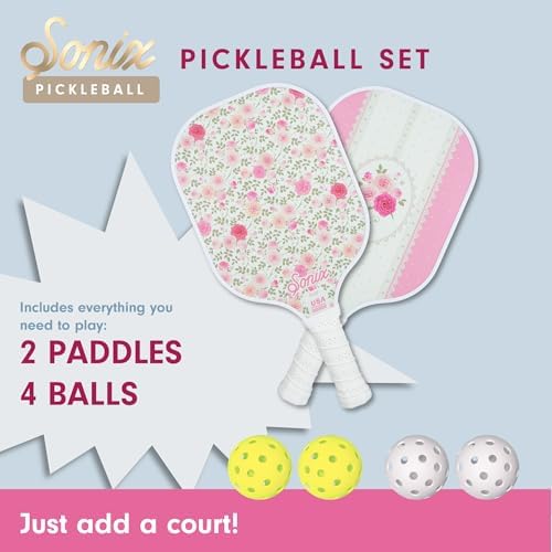 Sonix USAPA Approved Pickleball Paddles Set of 2 for Adults | Fiberglass Surface Pickleball Set with 2 Rackets, 4 Balls,