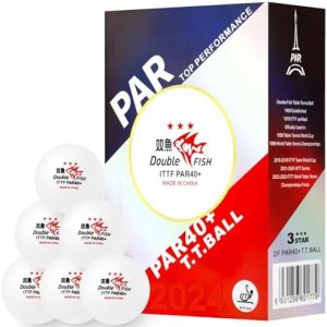 DOUBLE FISH High Performance 3-Star Table Tennis Balls - White 40+ ABS - Ultimate Durability for 2024 Games - 6 Pack D
