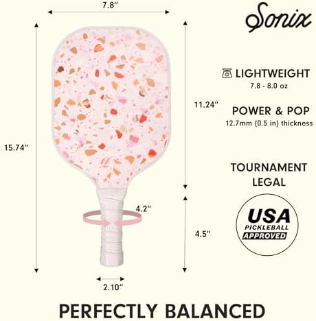 Sonix USAPA Approved Pickleball Paddles Set of 2 for Adults | Fiberglass Surface Pickleball Set with 2 Rackets, 4 Balls,