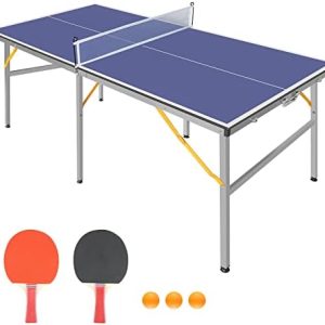 Portable Ping Pong Table Game Set - 6X3ft Folding Table Tennis Table for Adults/Teens, Indoor Outdoor - 2 Table Tennis P