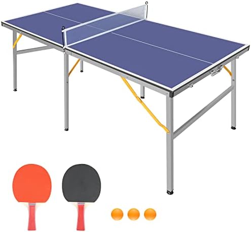 Portable Ping Pong Table Game Set - 6X3ft Folding Table Tennis Table for Adults/Teens, Indoor Outdoor - 2 Table Tennis P