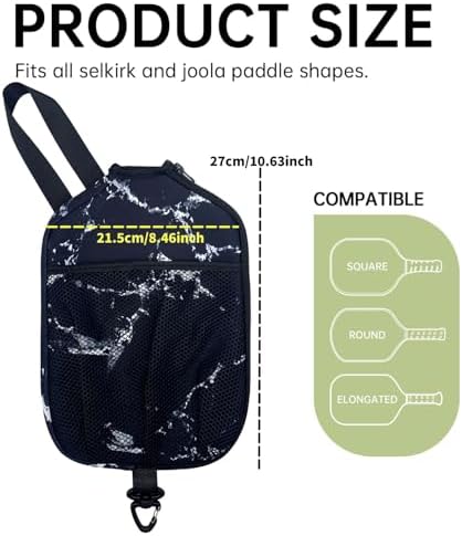 Pickleball Paddle Cover With Hook and Handle, Neoprene Material, Protection and Portability, Players, Travel, Durable an