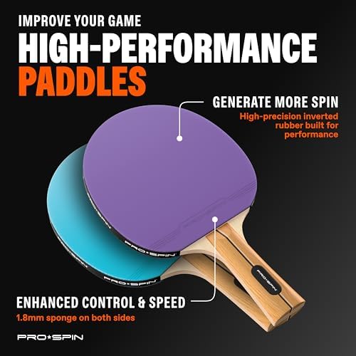 Professional Quality Ping Pong Paddle Set - High-Performance, Premium Rackets | 3-Star Balls | Compact Storage Case | In