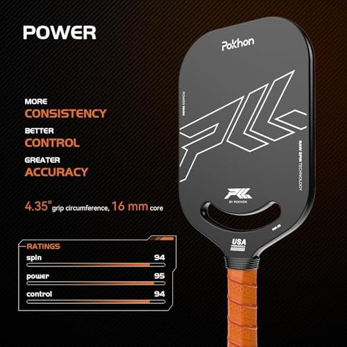 Professional Raw Carbon Fiber Pickleball Paddle for Power & Control, USAPA Approved T300 Pickleball Racket, Polymer Hone