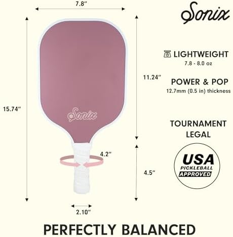 Sonix USAPA Approved Pickleball Paddles Set of 2 for Adults | Fiberglass Surface Pickleball Set with 2 Rackets, 4 Balls,