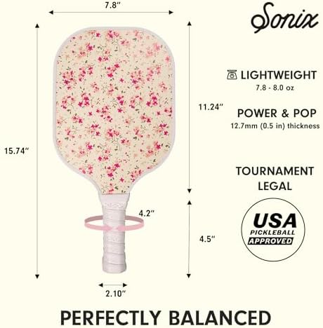 Sonix USAPA Approved Pickleball Paddles Set of 2 for Adults | Fiberglass Surface Pickleball Set with 2 Rackets, 4 Balls,
