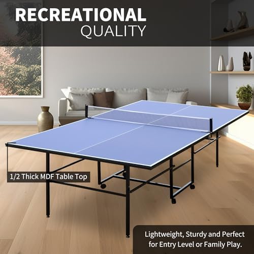 Professional Foldable Table Tennis Table for Indoor Play | 8FT 9FT Single Player Table Tennis Setup with Net and Posts