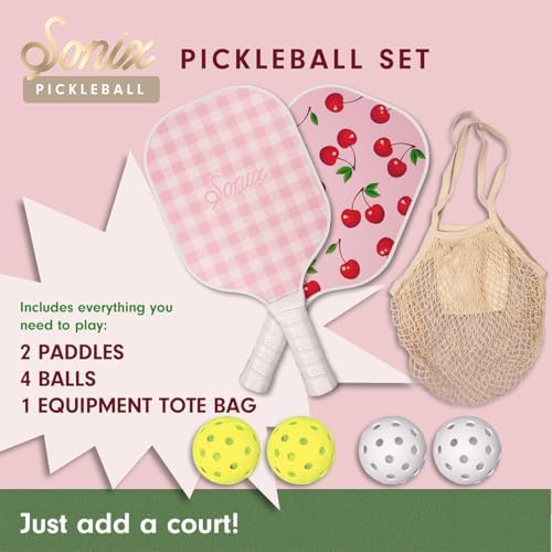 Sonix USAPA Approved Pickleball Paddles Set of 2 for Adults | Fiberglass Surface Pickleball Set with 2 Rackets, 4 Balls,