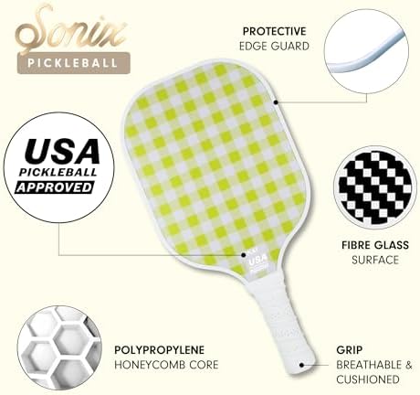 Sonix USAPA Approved Pickleball Paddles Set of 2 for Adults | Fiberglass Surface Pickleball Set with 2 Rackets, 4 Balls,